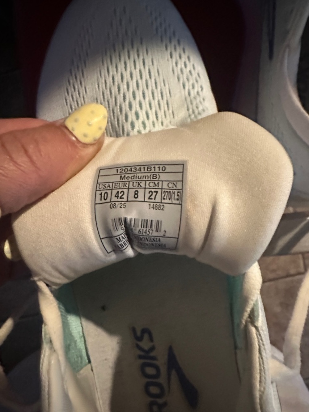 Brooks Women's White and Mint Lightweight Running Sneakers Brooks Glycerin - Picture 5 of 5